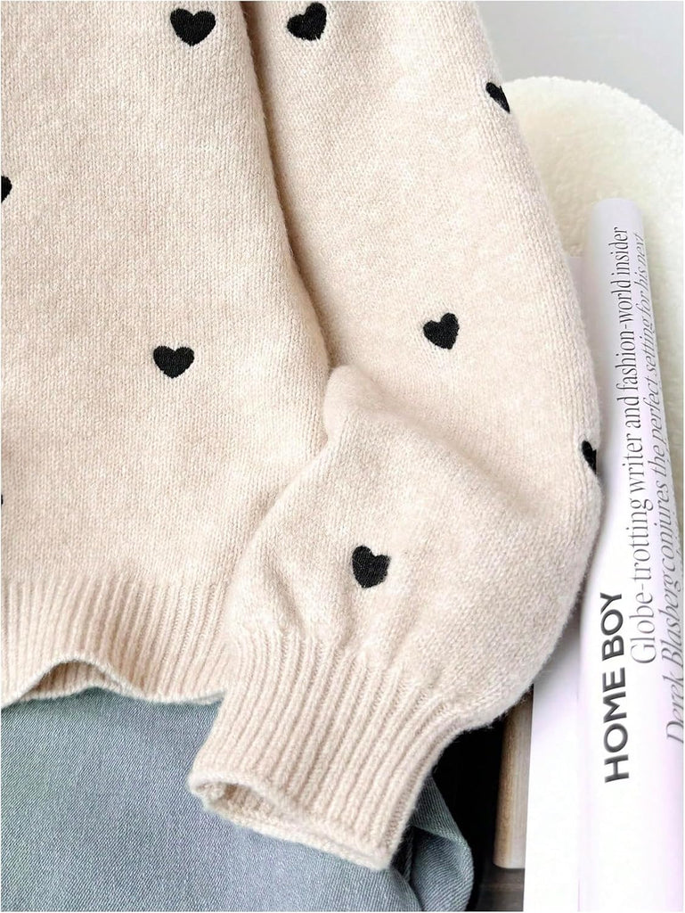 Girl's Cute Heart Cardigan Fall Bow Sweaters Valentines Clothes