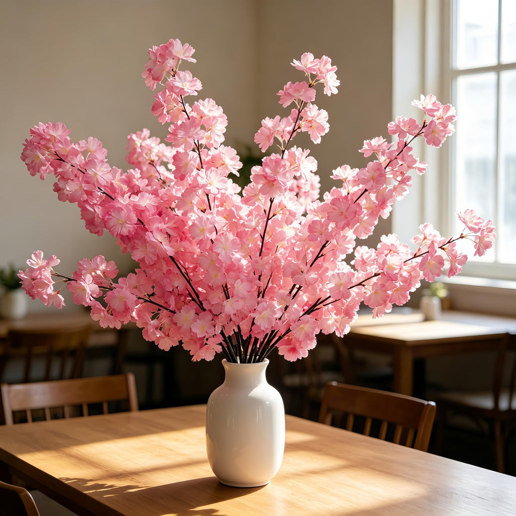 Cherry Blossom Branches 50 Pcs - 39.3" Artificial Flowers for Weddings