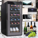 PKCWCDS188 Freestanding Wine Fridge, 18 Bottle Dual Zone Beverage Cooler for Hom