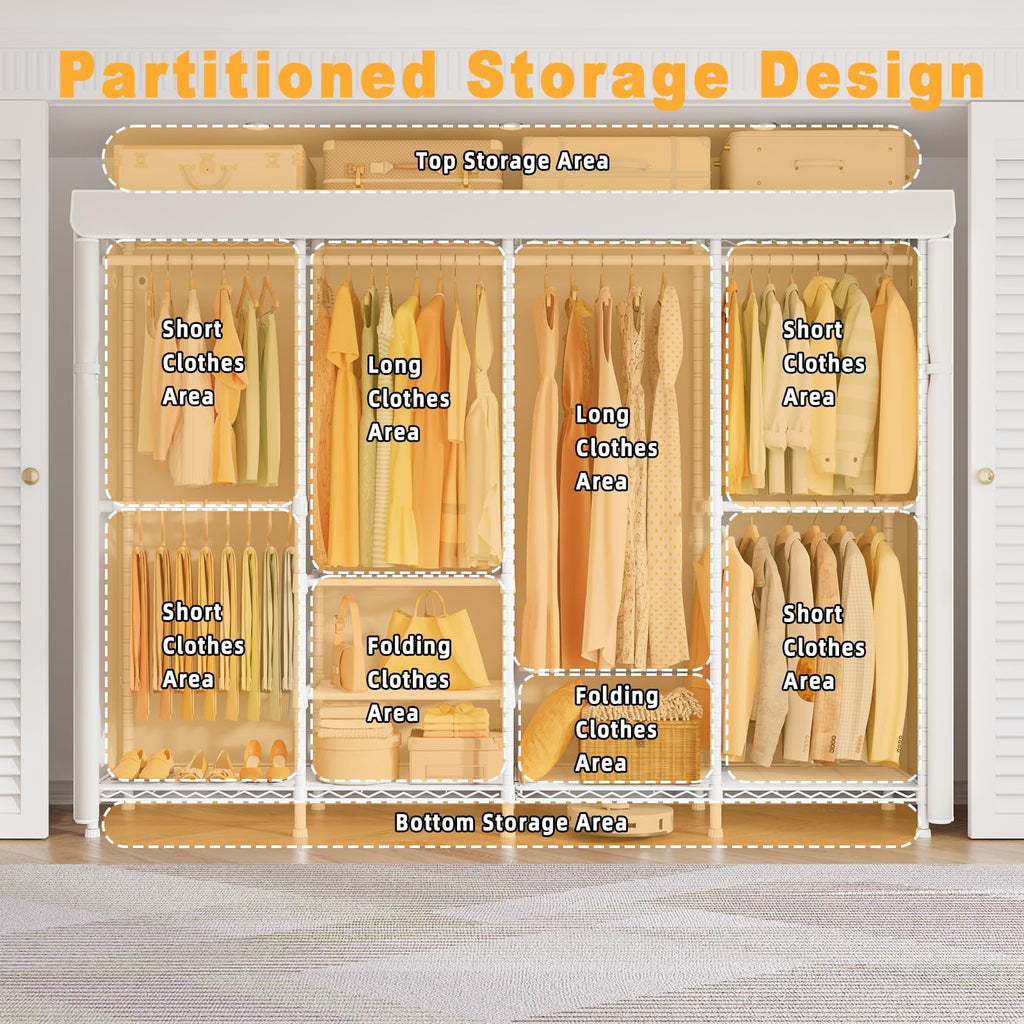 H41C Clothes Rack with Cover, Covered Clothing Rack Heavy Duty