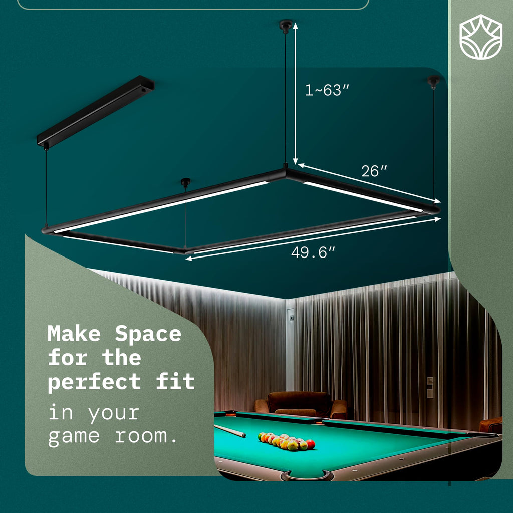 Professional LED Billiard & Pool Table Light, Non-Flickering & Evenly Distributed Light Source & Adjustable Height