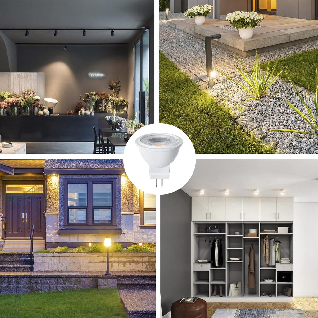 MR11 LED Bulb 3W 12V AC/DC Low Voltage Led Landscape Light Bulbs GU4 Bi-pin Non-Dimmable LED Spotlight Bulb Warm