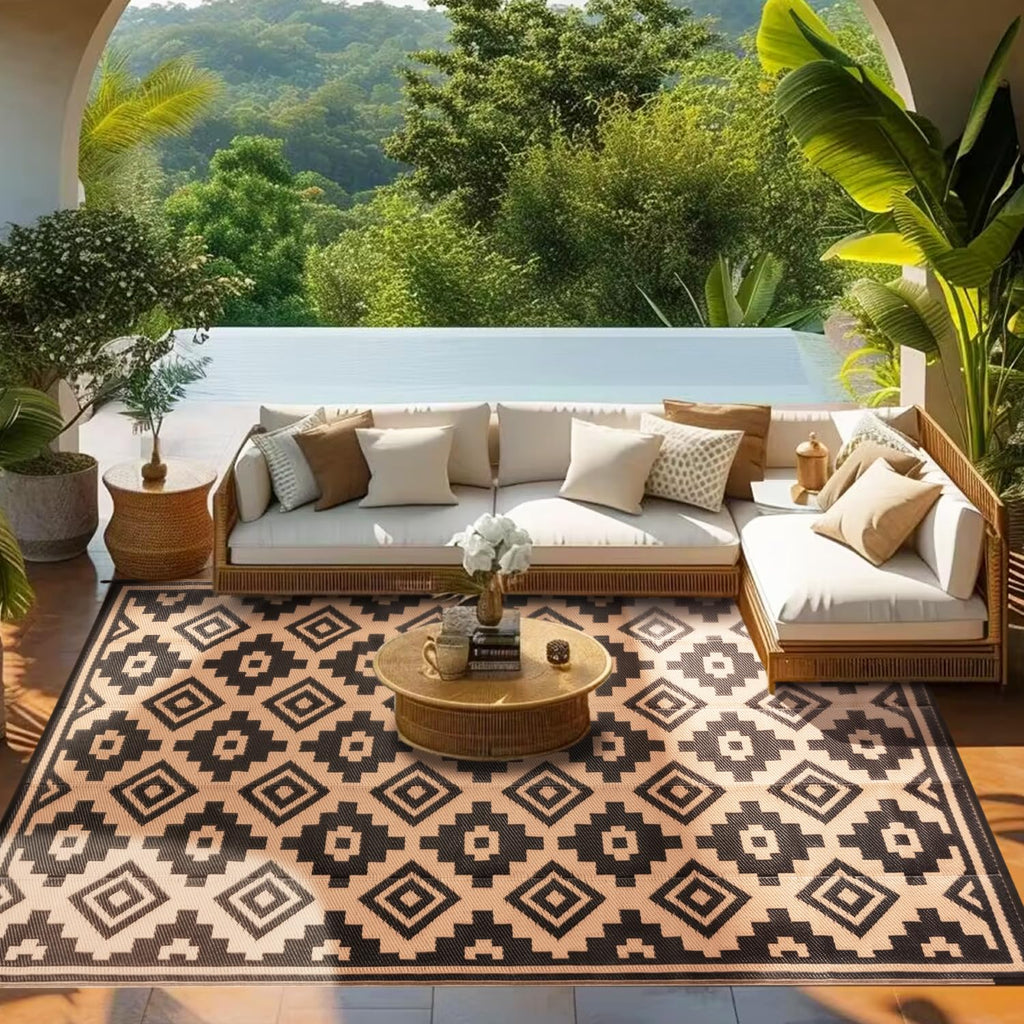 9x12 ft Outdoor Rug, Modern Waterproof Area Rug