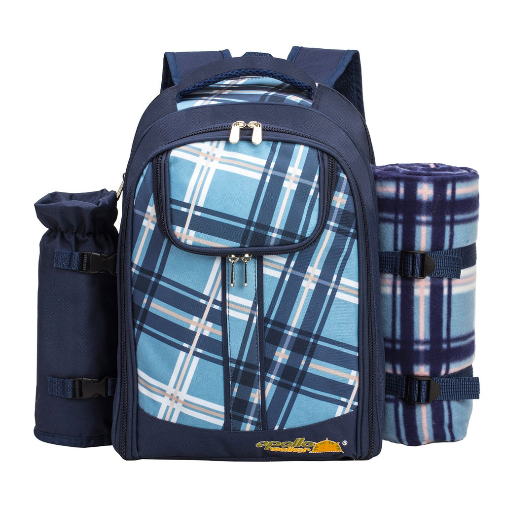 Backpack, 2-Person with Blanket & Wine, Family & Lovers Gift, Blue