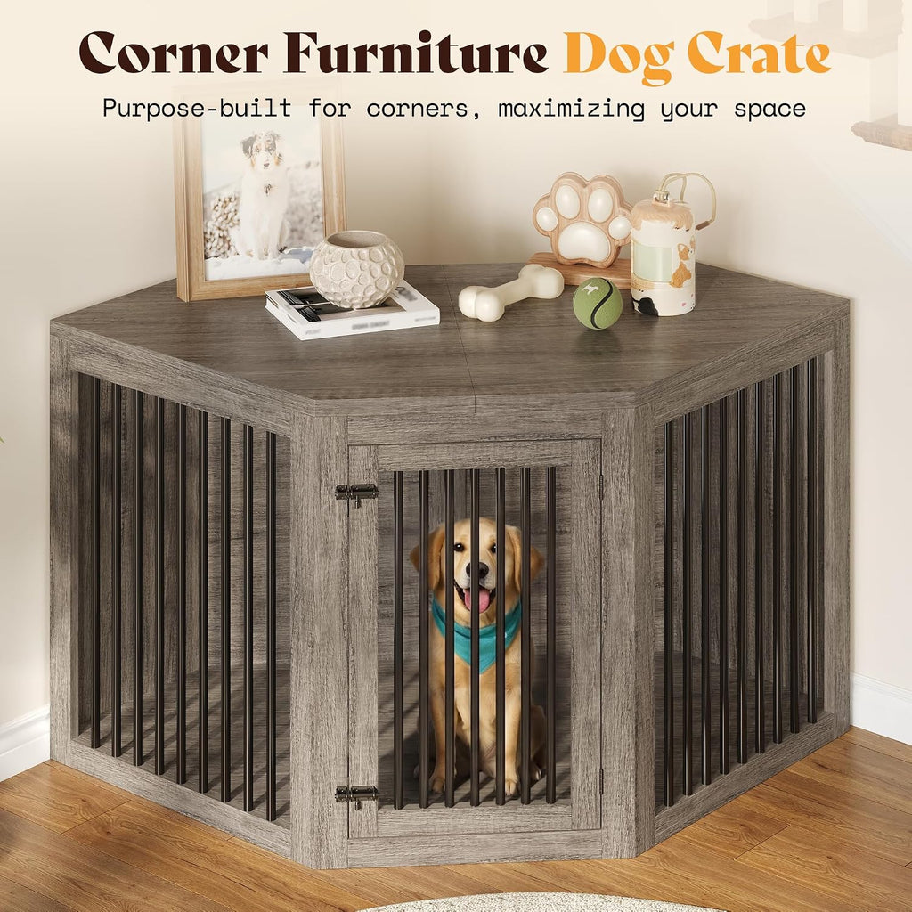 Corner Dog Crate Furniture for Dogs Space-Saving