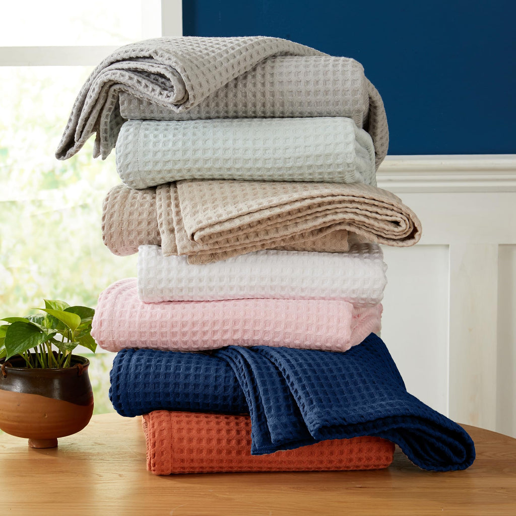 100% Cotton Waffle Weave King Bed Blanket | Soft, Breathable, and Lightweight Blanket for All-Seasons | Perfect for