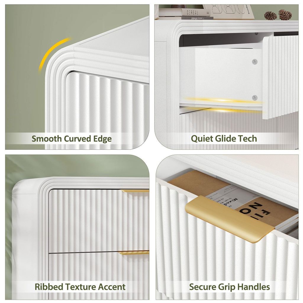 55" W Fluted 6-Drawer, Pure White