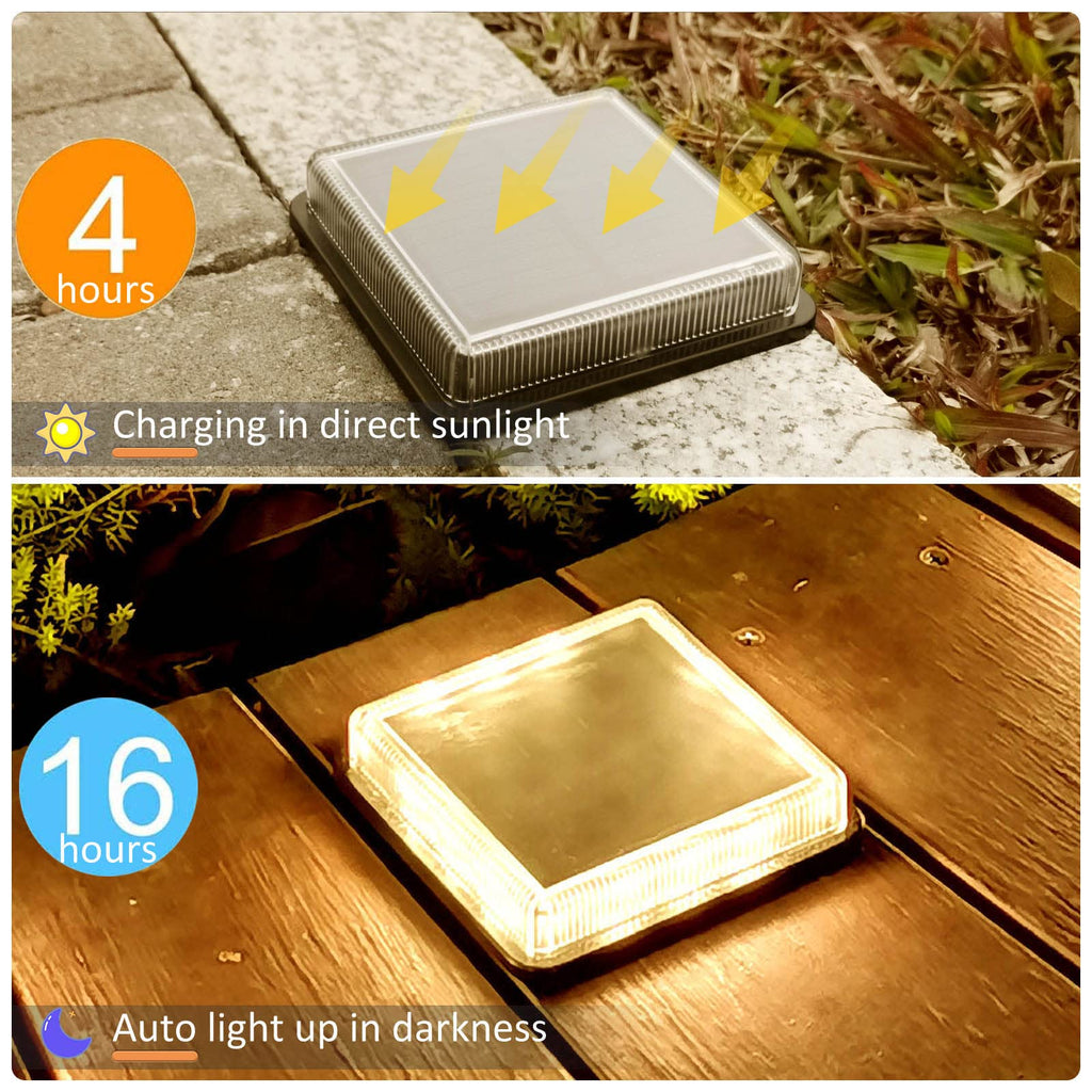 Solar Step Lights, 4-Pack 50LM 3000K Warm White LED Solar Deck Lights, Outdoor Solar Powered Step Lights, IP68
