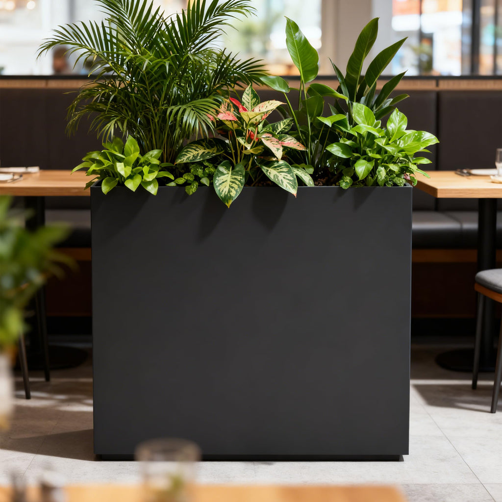 28" Galvanized Steel Planter Box, Outdoor Rectangular Tall Metal Planter with Insert Shelf & Drainage Holes, Matte