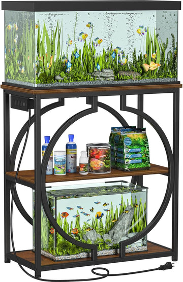 29 Gallon Aquarium Stand with Power Outlets, 3-Tier Fish Tank Stand with Storage, Heavy Duty Metal Frame, 450 lbs