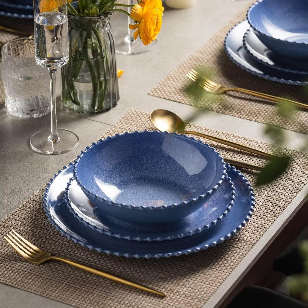 MissYIP 12 Piece Melamine Dinnerware Sets, Service for 4, Lightweight Unbreakable, BPA Free, Food Grade Plates Sets