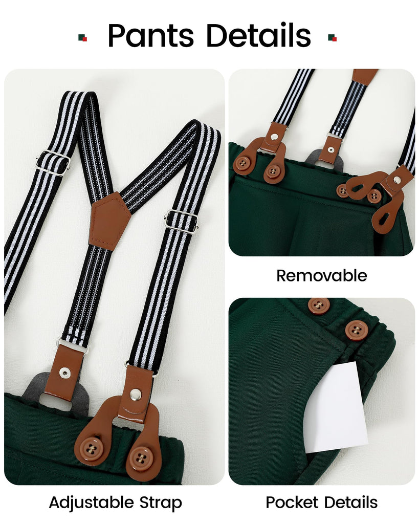 Baby Boy Suit Gentleman Outfit Christmas Clothes Set Infant Tuxedo Long Sleeve Dress Shirt+Suspender