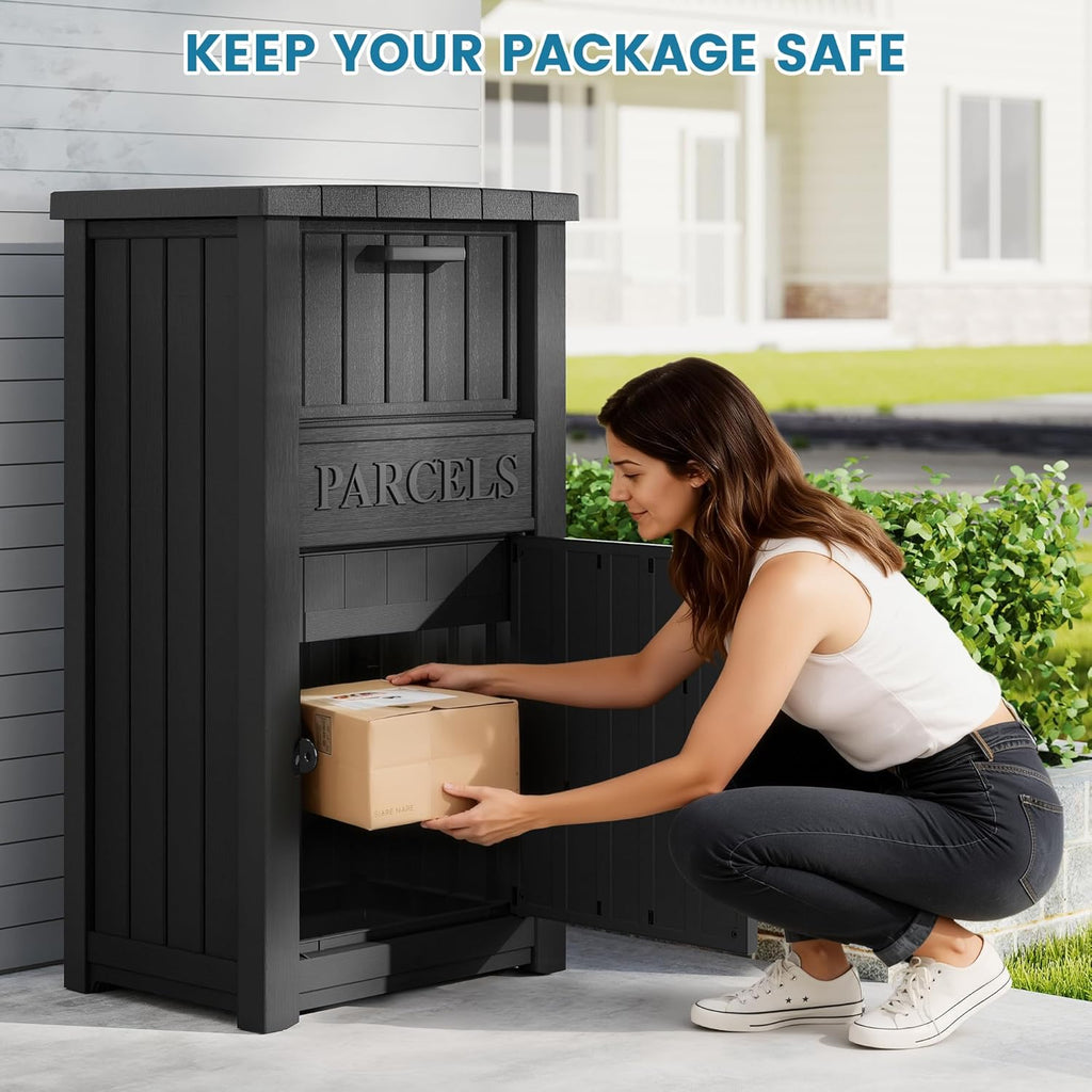 Package Delivery Box Theft Large Parcel Drop Box Storage, Black(60 Gallon)