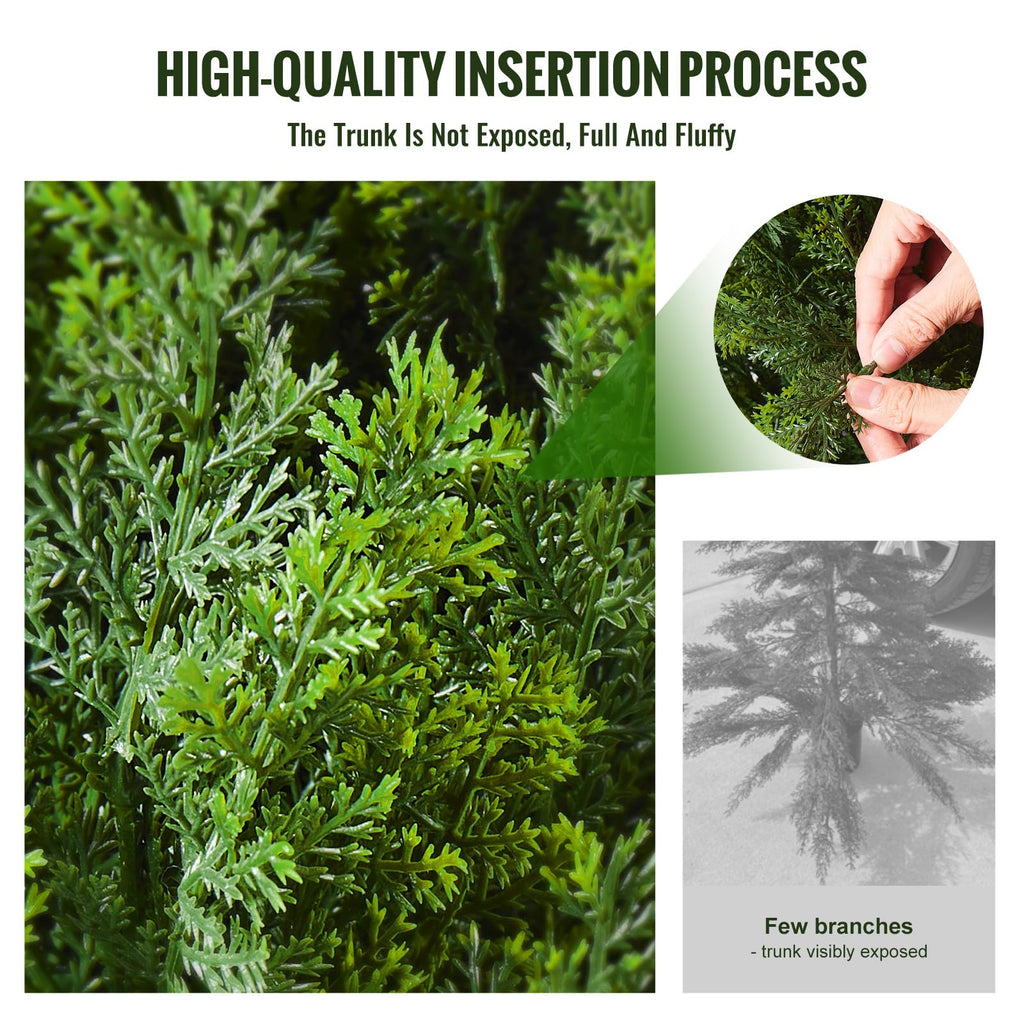 Artificial Cedar Topiary Tree, 60 inch Tall (2 Pieces), with Extra Leaves & Pot Faux Evergreen Fake Pine Cypress