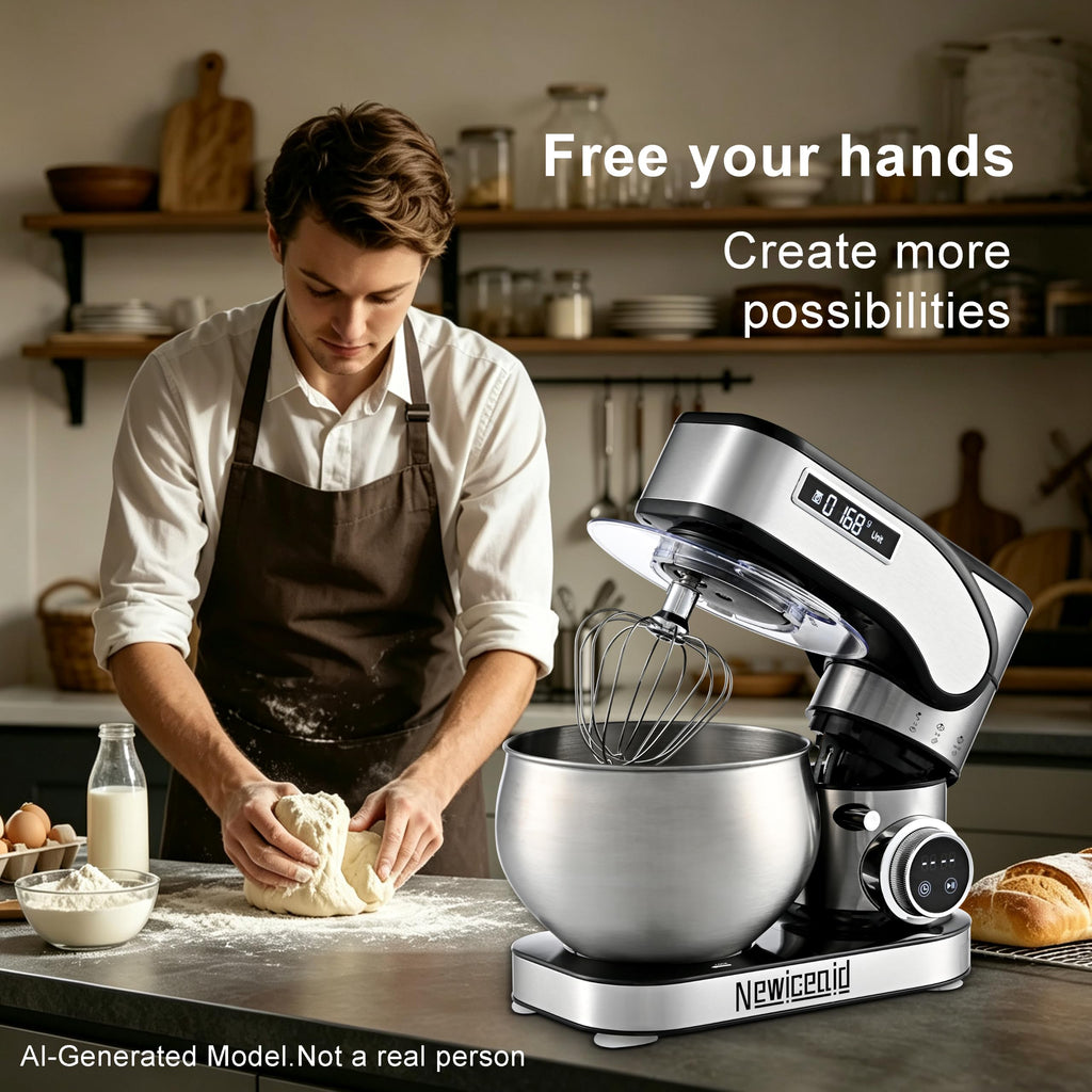 Stainless Steel 12-Speed 5.3QT Stand Mixer w/Scale & Timer