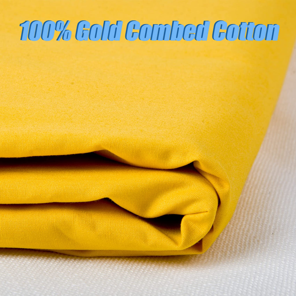 2 Yard Gold Cotton Fabric, Natural Cotton Poplin Fabric by The Yard, 59 Inches Wide 100% Cotton Fabric, Soft Embroidery
