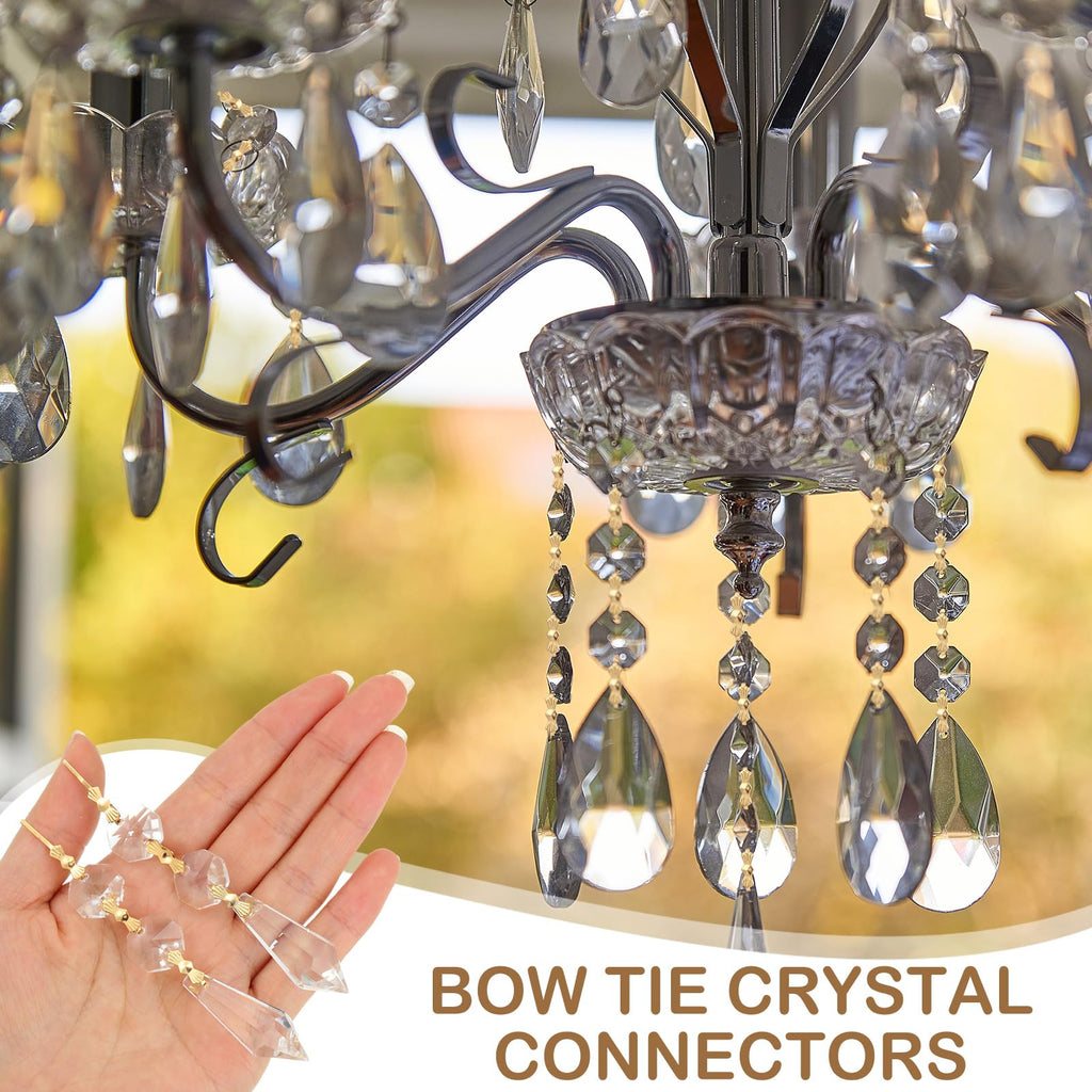 1000 Pcs Bow Tie Crystal Connectors for Chandelier, Gold