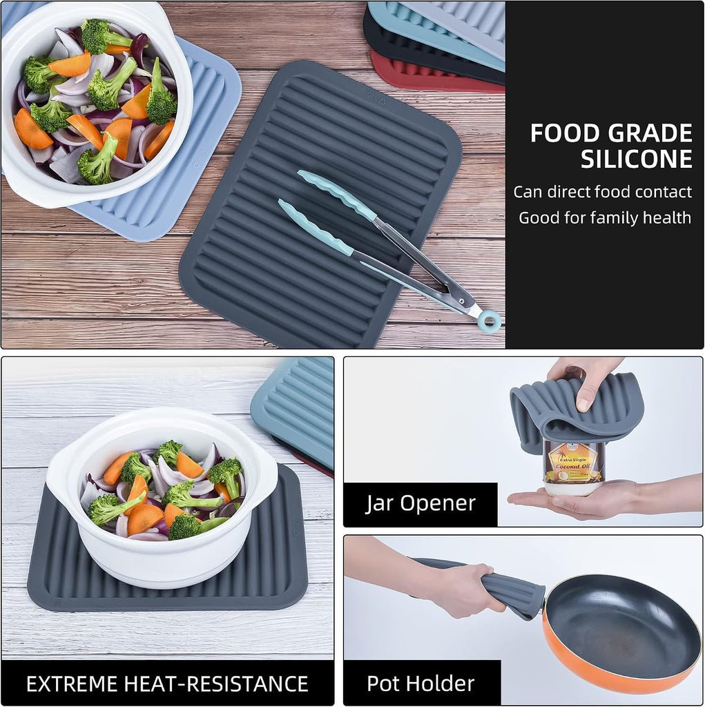 Silicone Trivet Mat for Hot Pots and Pans, Heat Resistant Silicone Mat, Multipurpose Trivets Mats, Flexible Durable