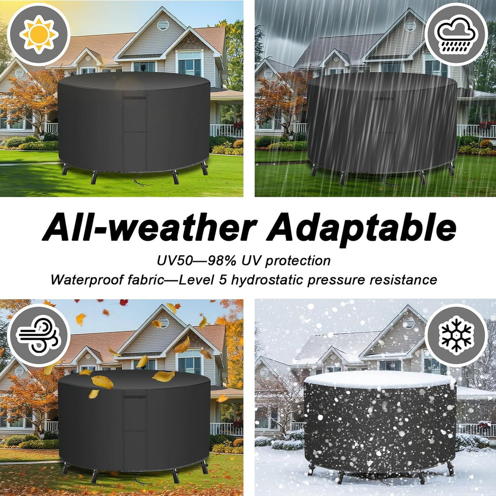 Outdoor Furniture Covers, Custom Size 48"(D) x 28"(H) Round Patio Table and Chair Waterproof Covers, Heavy Duty