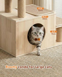 3-in-1 Pet Stairs for Cats, 7.87" Depth Pet Steps for Cat, Wood Cat Stairs for High Bed and Sofa, 1 Condo Cave