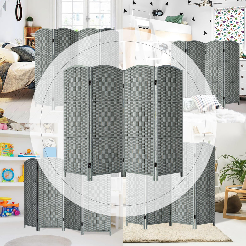 Short Room Divider, Small Folding Privacy Screens, 4 Panel Grey