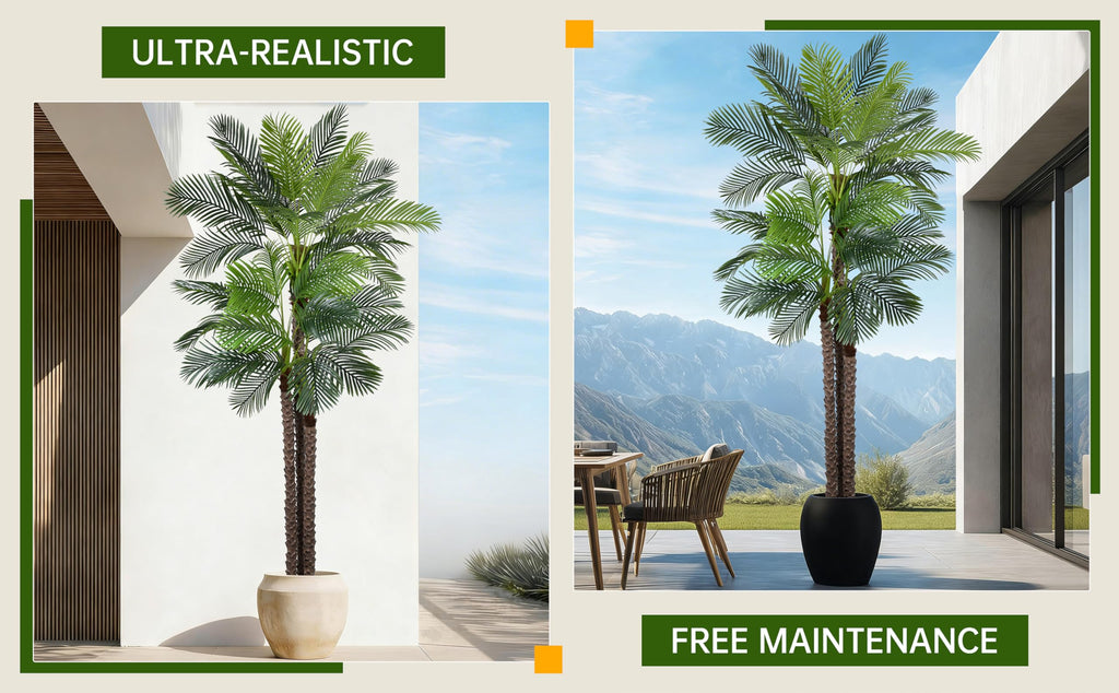 Artificial Triple Phoenix Palm Tree 10ft with 36 Leaves Realistic