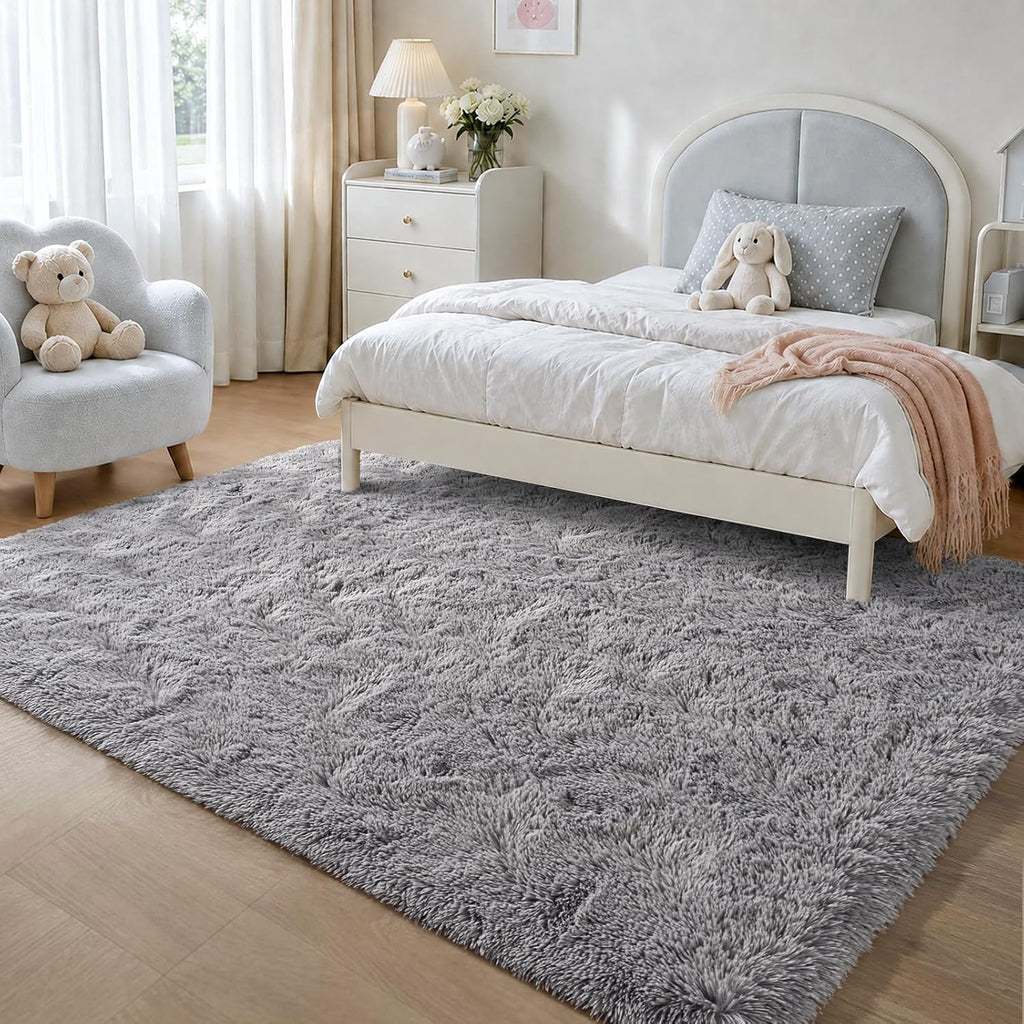 Area Rugs Grey Rugs 4x6 Carpet Fluffy Furry Soft Shag Aesthetic Plush High Pile Gray Throw Rug Kids Room Dorm