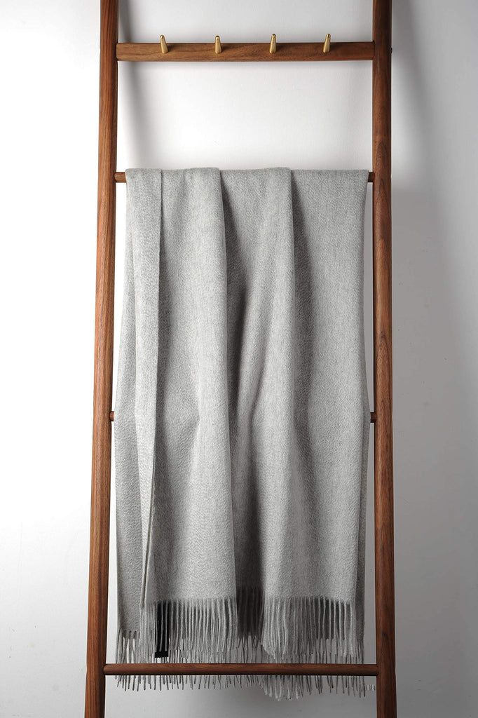 100% Pure Cashmere Throw Blanket for Sofa, Lt. Heather Grey