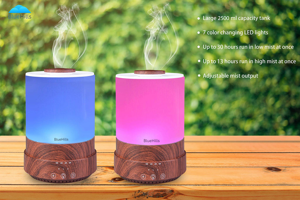 Premium 2500 ML Large Essential Oil Diffuser Timer XL Dark Wood