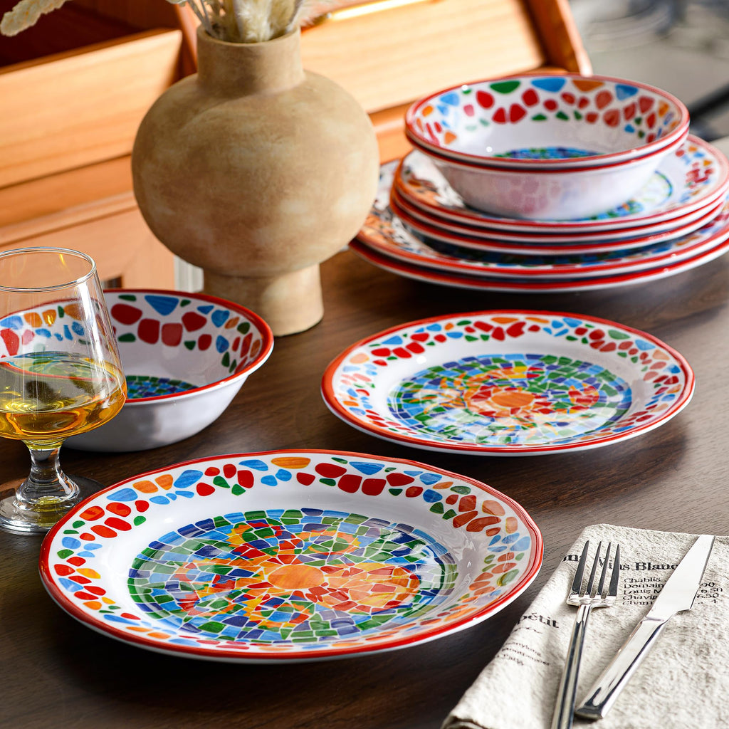 Melamine Dinnerware Sets for 4, Plates and Bowls Sets, Melamine Plates