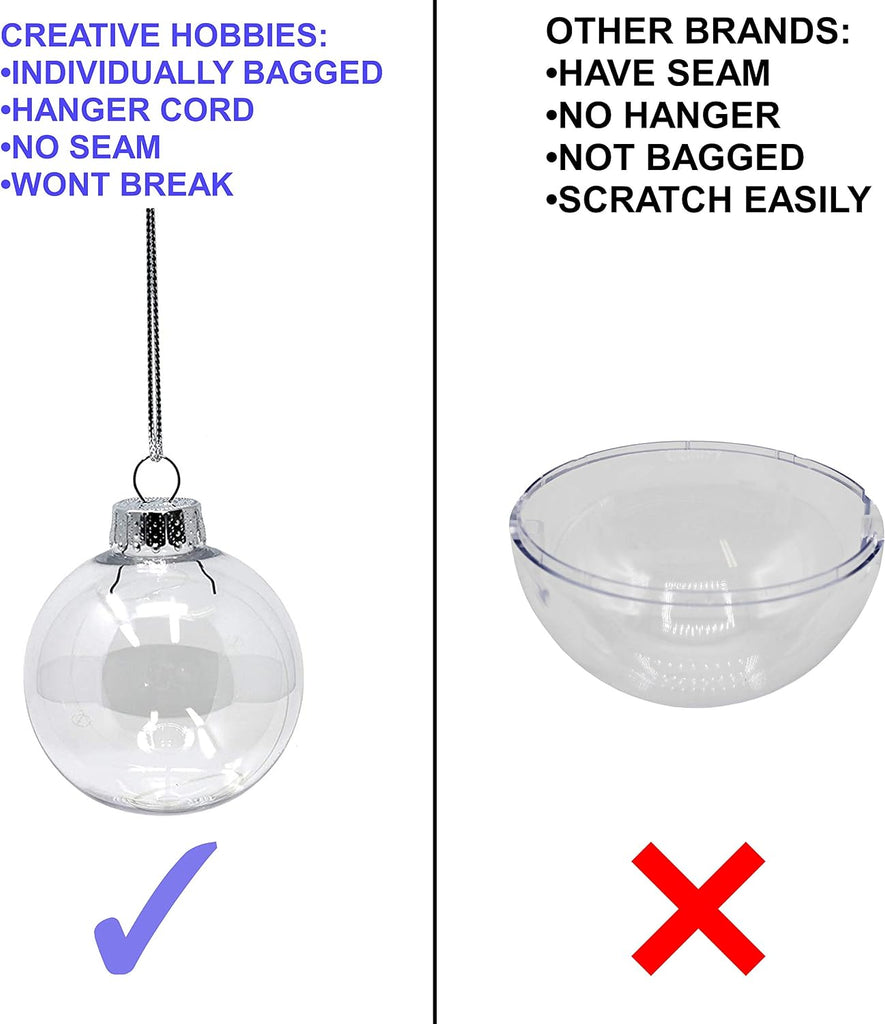 Bulk Value pcs - 67mm (2-5/8 Inch) Round Clear Plastic Ball Ornaments - Set of 25