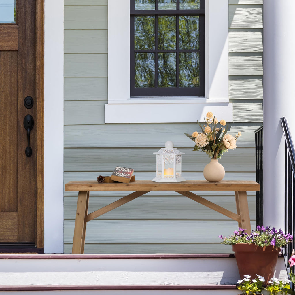 Sawmill Long Solid Wood Bench, 43" Farmhouse Entryway Bench, Natural