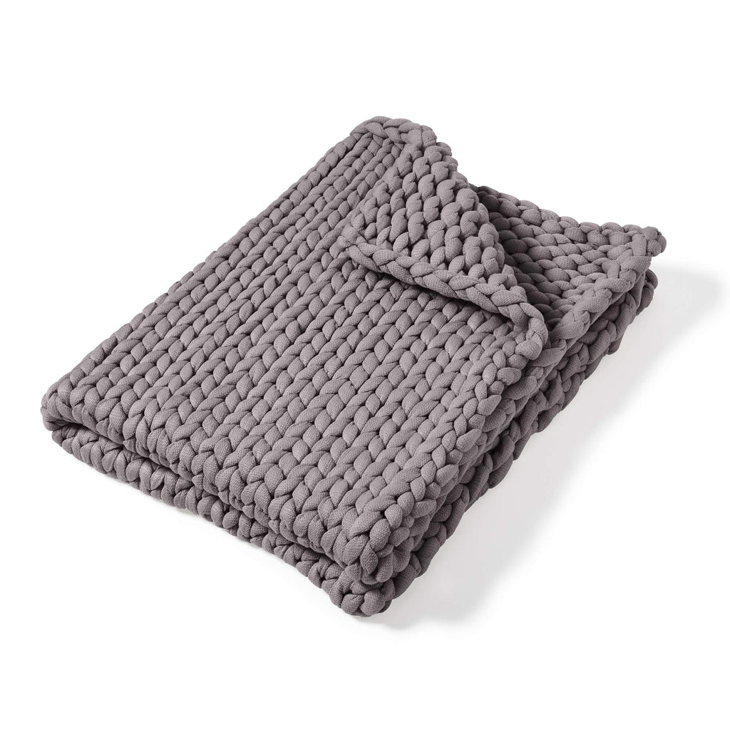 Chunky Knit Grey Throw Blanket, 50" x 40"