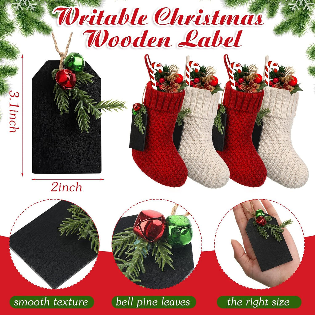 Christmas Mini Stockings Knitted Stocking, Red and White - Set of 12