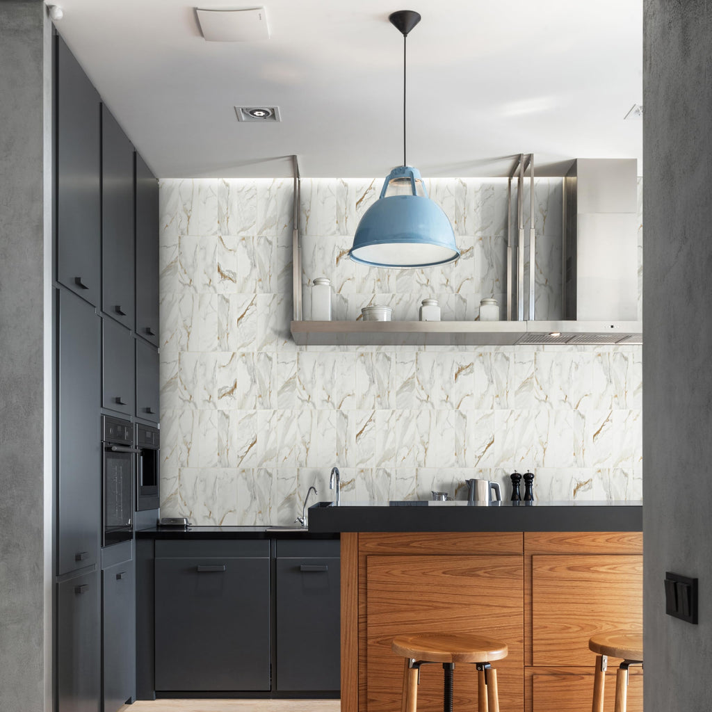 Porcelain Subway Matte Floor & Wall Tile | Calacatta Gold | 4" x 12"