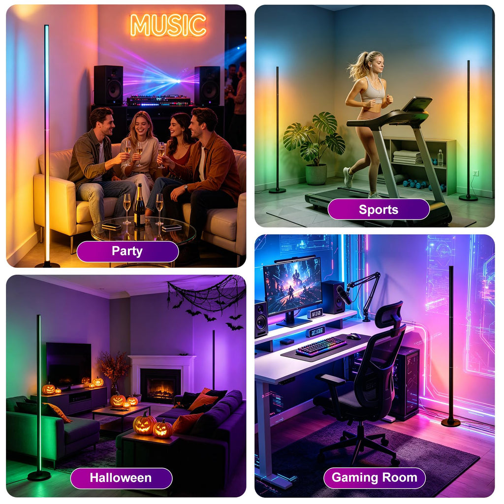 LED Corner Floor Lamp 63" Tall Smart Standing Corner Lamp