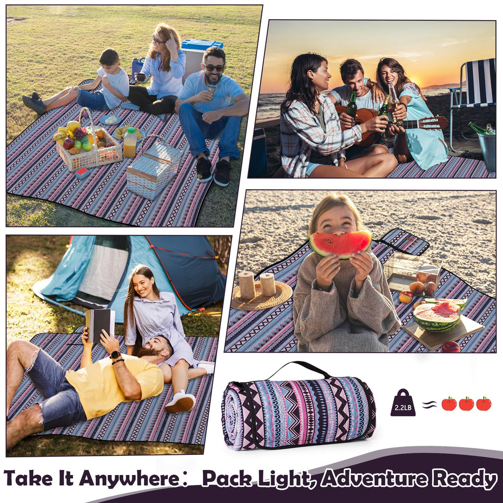 Waterproof Picnic Outdoor Blanket, 79"x79" Beach Camping Mat