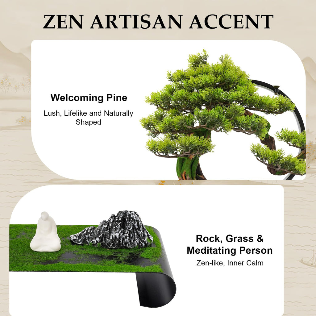 Realistic Simulation Bonsai, Zen Artificial Welcome Pine Bonsai LED Lamp 10%-100% Brightness, Artificial Bonsai Pine