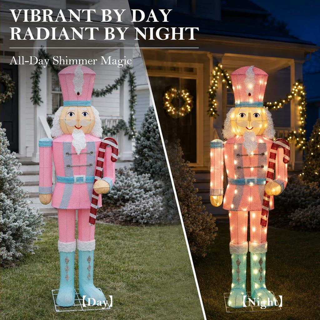 5FT Large Lighted Nutcracker Christmas Decoration Outdoor Pink