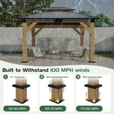 10x12 Wood Gazebo, Hardtop Gazebo with Spruce Frame and Alum - Image 3