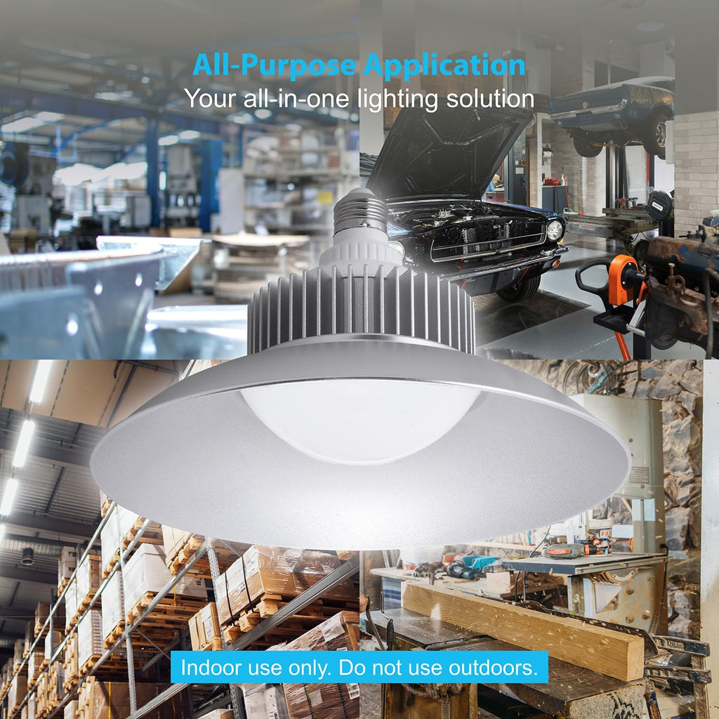 5000 Lumens LED Garage Light Bulb with Shade 5000K Daylight E26 Base