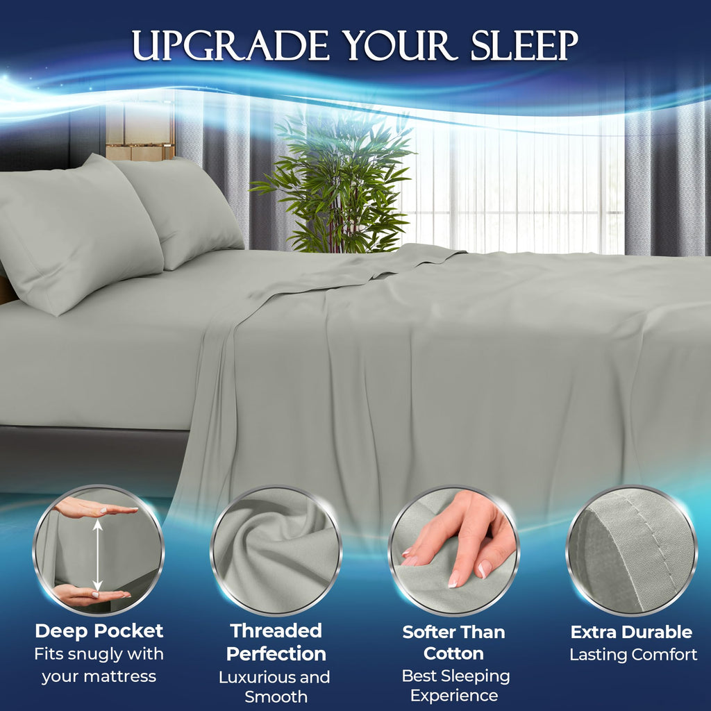 Cooling Bed Sheets Twin Set 3pcs - Luxurious & Ultra-Soft Twin Size Cooling Sheets for Hot Sleepers - Comfortable