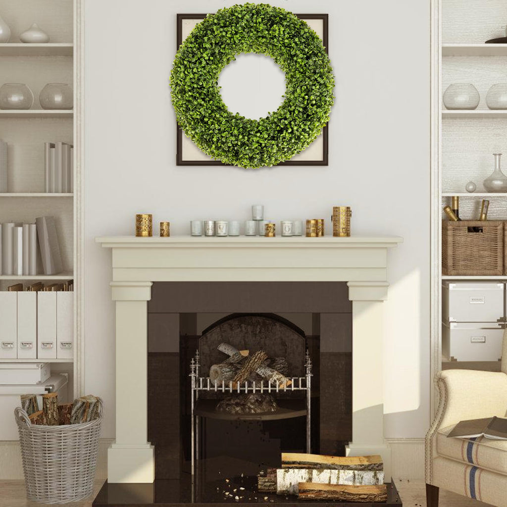Boxwood Wreath, 20inch Wreath for Front Door Greenery Wreath Outdoor/Indoor Green Home Round All Year Round Farmhouse