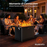 43 Inch Propane Fire Pit Table, 60,000 BTU Gas Fire Pit with Premium Glass Rocks, Wind Guard Glass Shield, Waterproof Cover, Cup Holders, Fire Table - Image 2