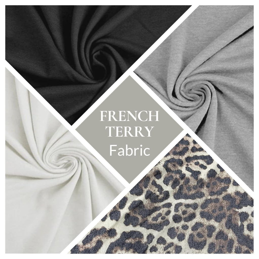 French Terry Knit Fabric - 100% Cotton French Fabric by The Yard - Made in USA - Heather Grey, 5 Yards