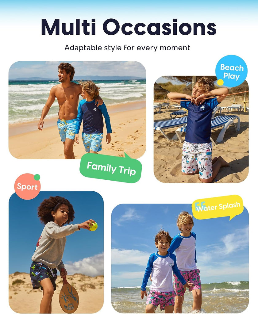 Boys Swim Trunks with Compression Liner Toddler Stretch Swim Shorts