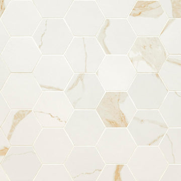 Eden Calacatta 3 in. x 3 in. Hexagon Porcelain Mosaic Tile Flooring