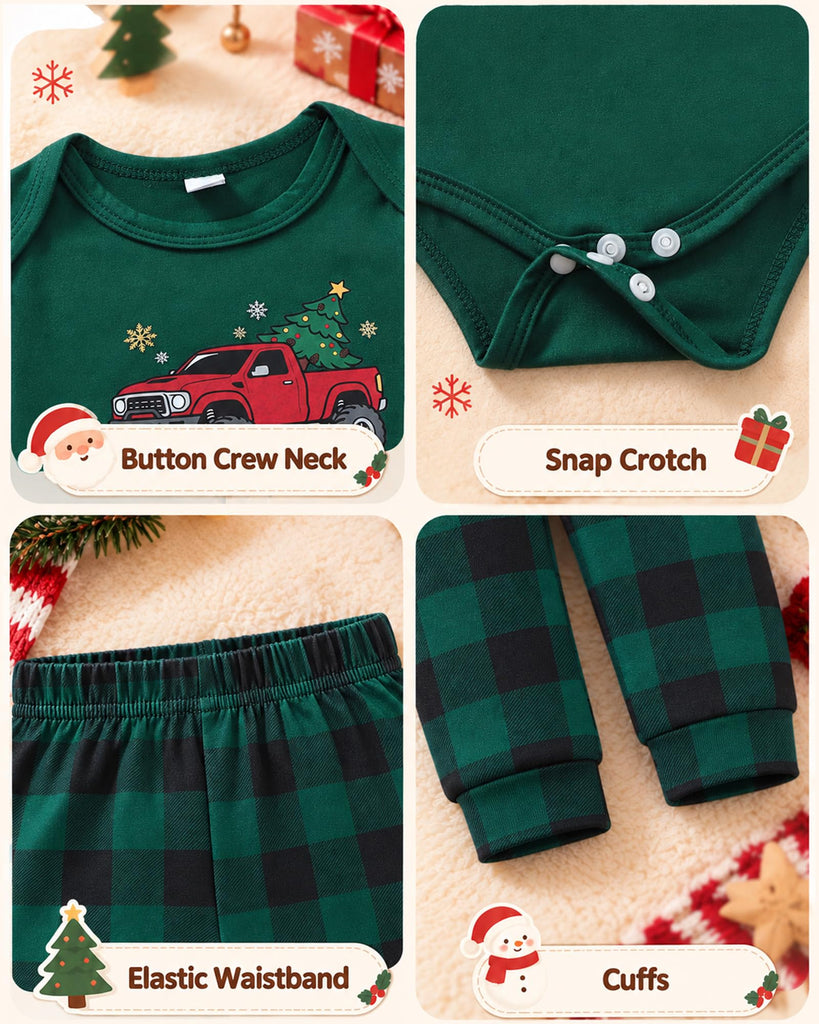 Newborn Christmas Outfit Boy 6-Piece Soft Bodysuits and Pants Sets