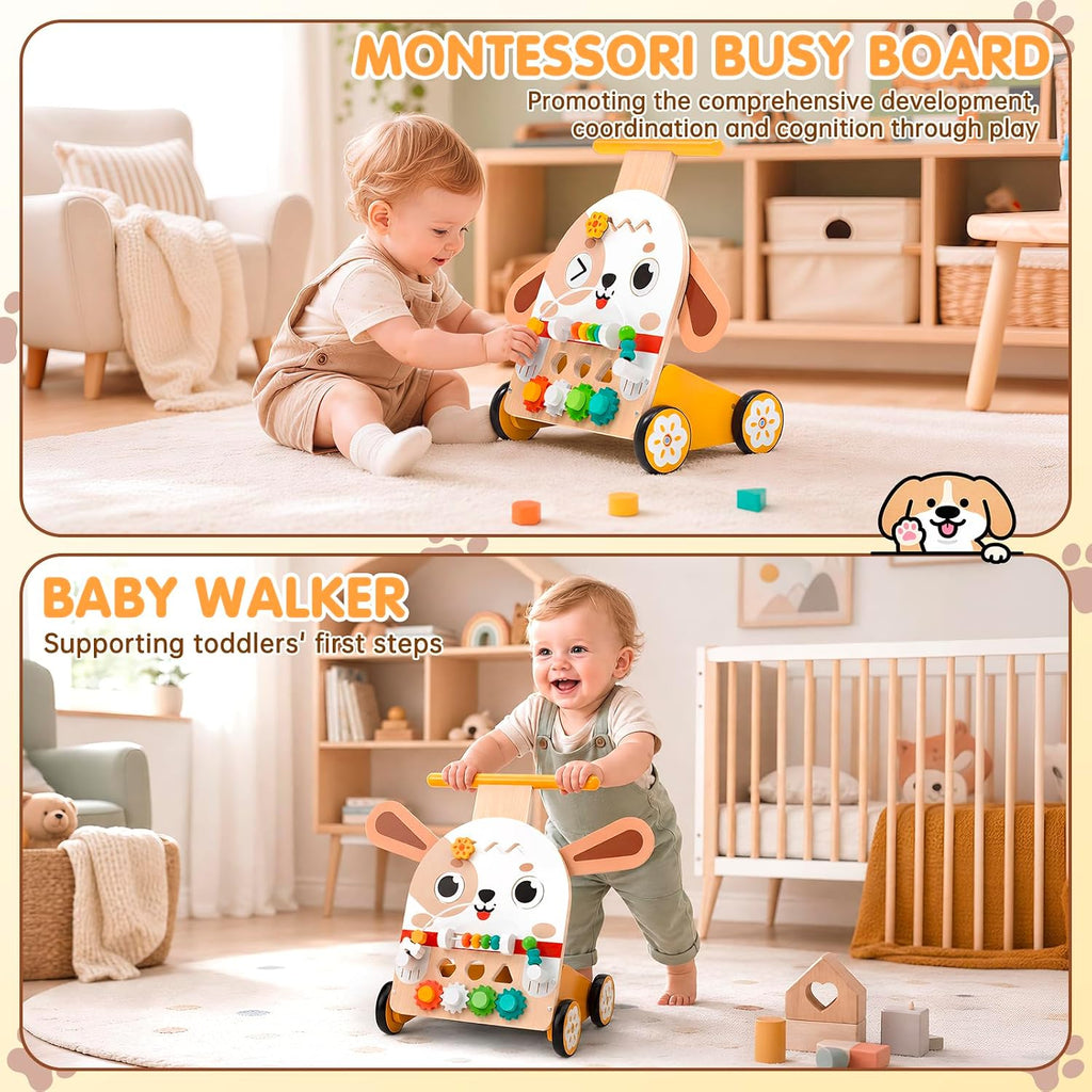 Wooden Baby Walker, in-1 Push Walker for Toddlers