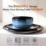 Ceramic Dinnerware Sets for 4,Porcelain Plates and Bowls Sets,Handmade Reactive Glaze Dishes Set,Chip Resistant and